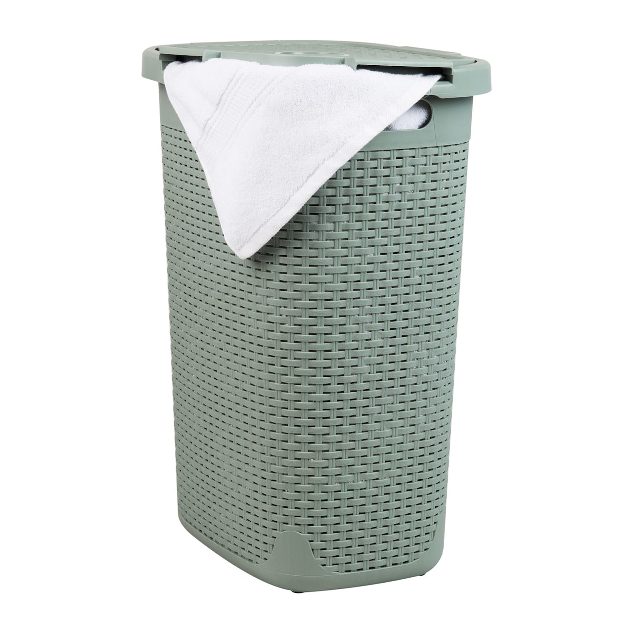 Mind Reader 60L Hamper Laundry Basket with Cutout Handles, Mint